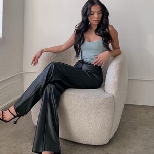 Black faux leather pants